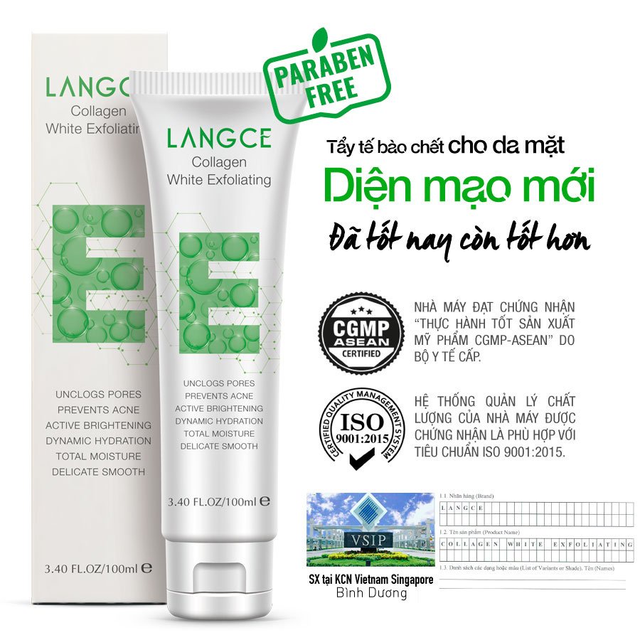 TẨY TẾ BÀO CHẾT COLLAGEN TRẮNG DA LANGCE - LANGCE COLLAGEN WHITE EXFOLIATING - 100ML