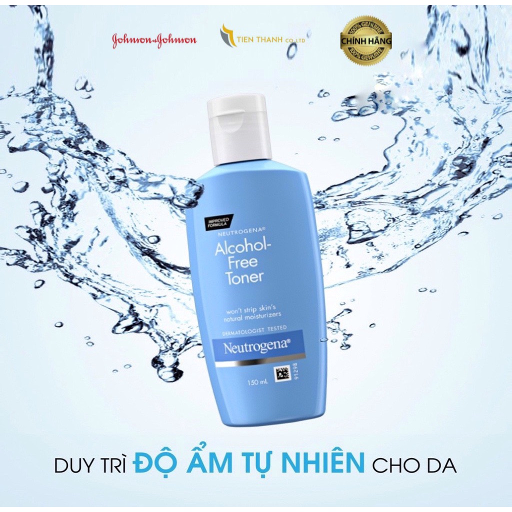 Nước hoa hồng không cồn Neutrogena Alcohol-Free Toner 150ML- Hàng chính hãng.(4788)