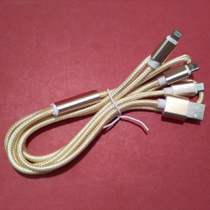Cáp sạc dây điện thoại đa năng 3 đầu dài 1m Chân sạc TYPE-C USB Micro USB