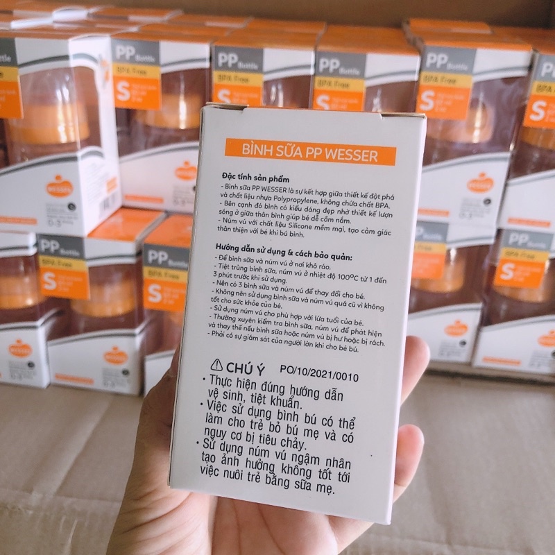 Bình Sữa Cho Bé WESSER PP 60ml Cổ Hẹp Dành Cho Bé Sơ Sinh