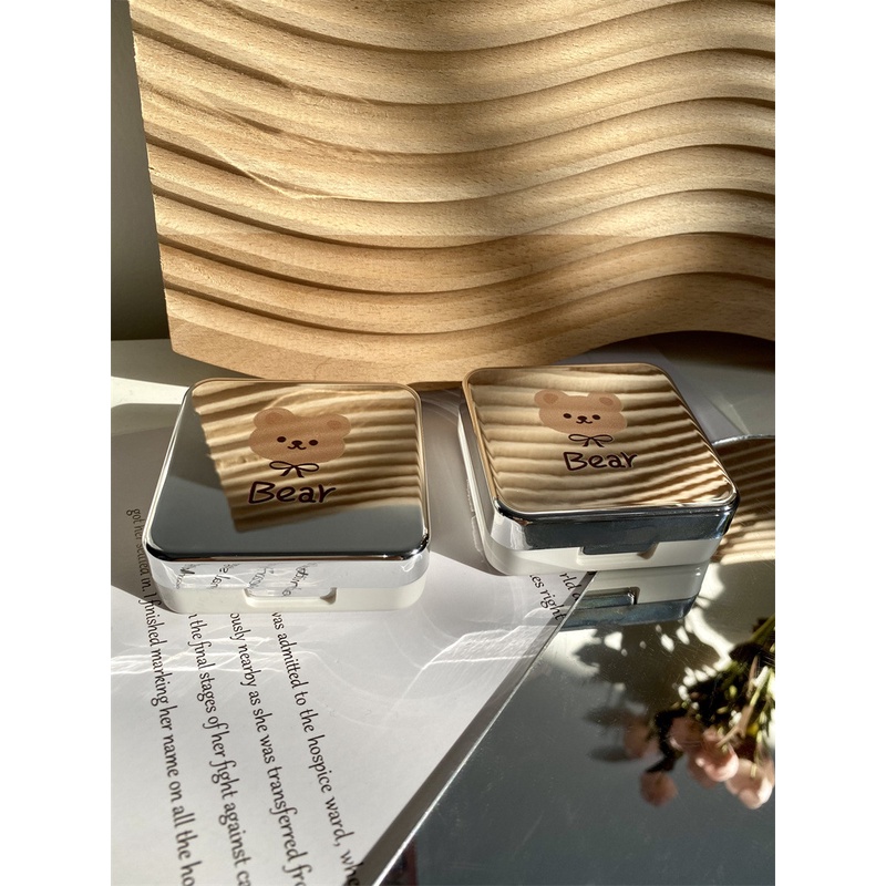 Khay Gương Tráng Gương Gấu Bear - Case Đựng Lens