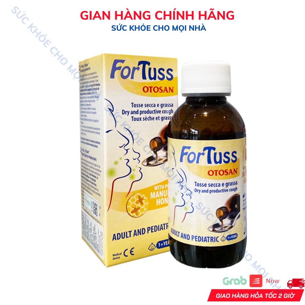 Siro ho Fortuss Otosan giúp làm dịu cơn ho, bảo vệ họng, giảm khản giọng ho khan,ho có đờm. chai 180ml