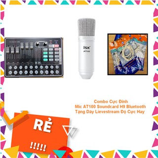 Combo Cực Đỉnh Mic Thu Âm AT100, Soundcard H9 Bluetooth Tặng Dây Lievestream Độ Cực Hay