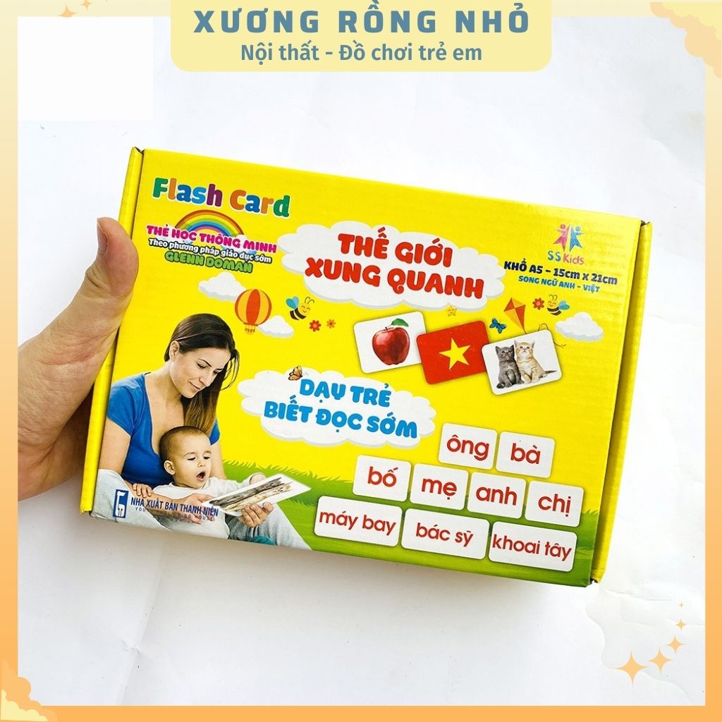 Thẻ học thông minh cho bé loại to song ngữ, thẻ học GLENN DOMAN chuẩn về thế giới xung quanh cho bé