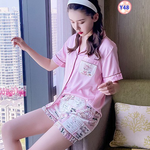 Pijama Lụa Đùi Cộc Tay Cao Cấp Y481