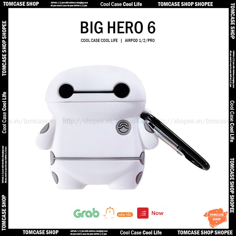 Case airpod 2/3/1/pro, hình biệt đội BIG HERO 6, vỏ bảo vệ hôp đựng tai nghe bluetooth Airpods 2/pro - TOM CASE