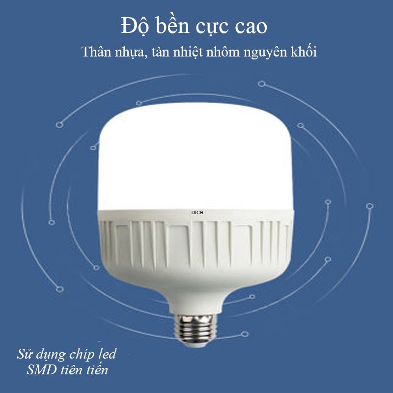 Bóng Đèn Led Búp Trụ DICH 5w_10w_15w_20w_30w_40w_ Siêu sáng - Siêu tiết kiệm_BẢO HÀNH 2 NĂM