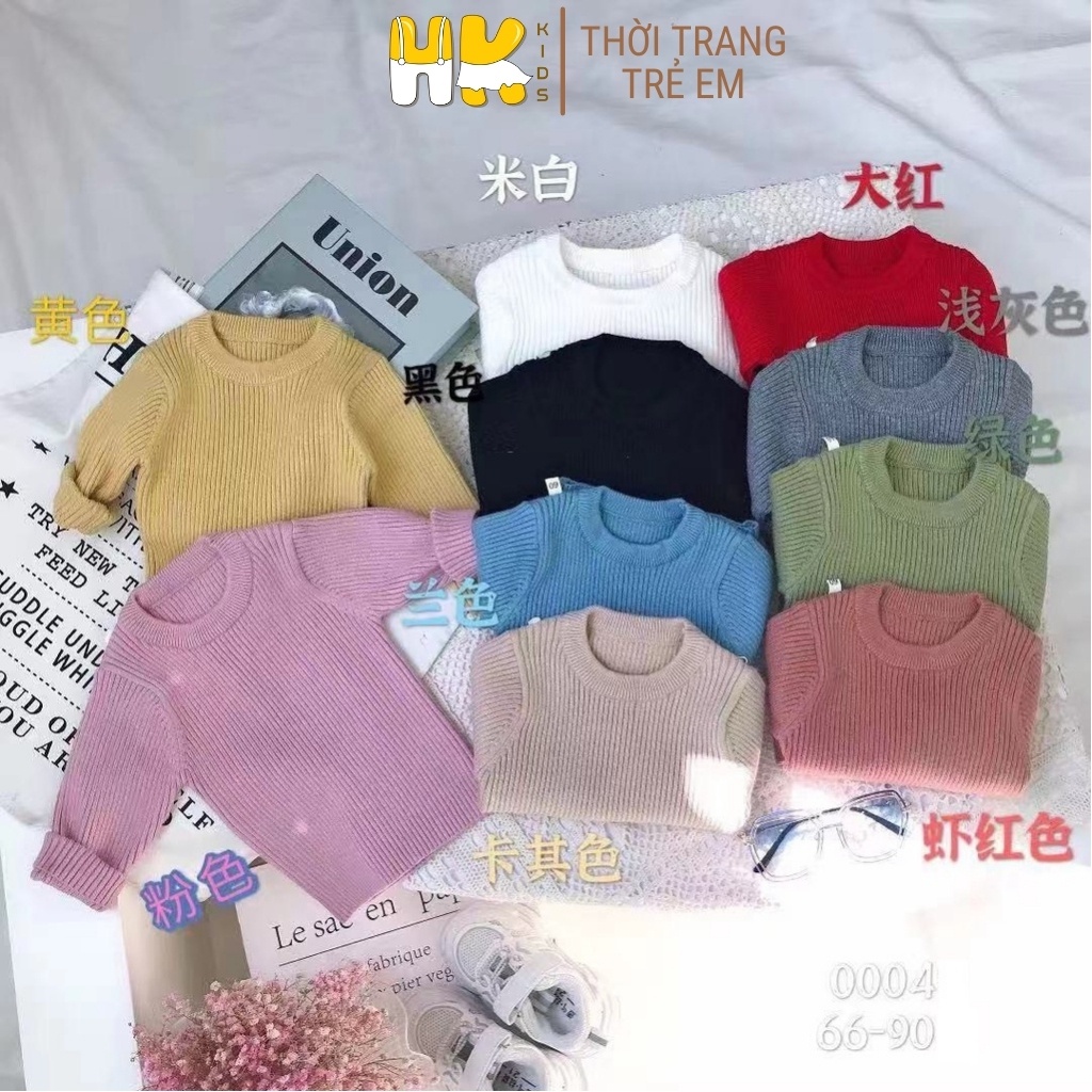 Áo len cho bé từ 2-8 tuổi, chất len cao cấp mềm mịn, màu sắc trơn đồng nhất cho các bé dễ phối đồ - HK KIDS (mã 0004)