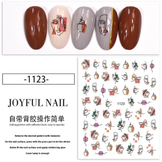 Bộ sticker dán móng trừu tượng siêu bền siêu dính