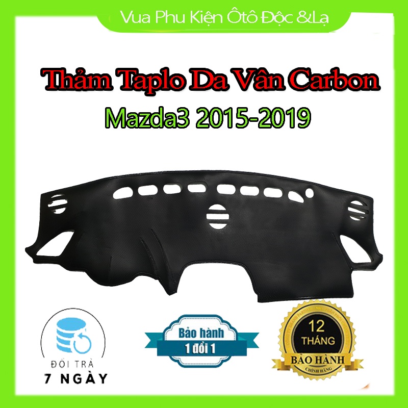 Thảm Taplo Mazda 2, Mazda 3, Mazda 6, Mazda BT50, Mazda CX5 Chất Liệu Da Vân Carbon