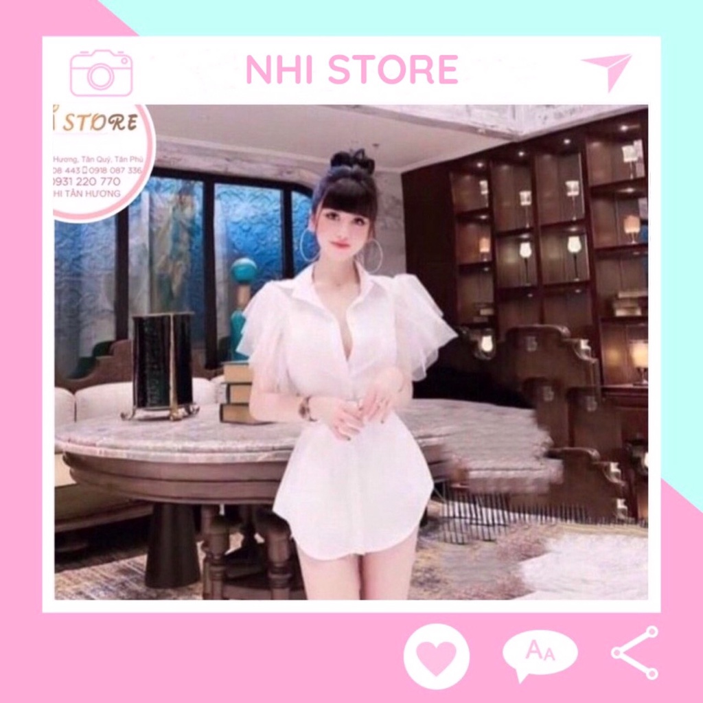 Set Bộ Kiểu NHISTORE Sơ Mi Tay Bèo Lưới Quần Short Sang Chảnh Freesize Dưới 55kg