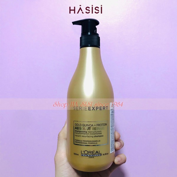 Dầu gội phục hồi tóc hư tổn L'OREAL SERIE EXPERT GOLD QUINOA + PROTEIN ABSOLUT REPAIR SHAMPOO