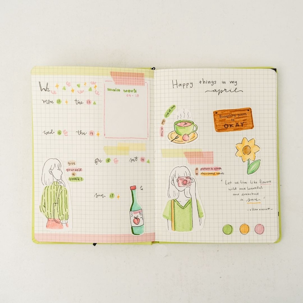 Quà 8/3 Sổ tay A5 Crabit Coral Almond Hồng - Ruột ô vuông grid 100gsm ghi chép, làm bullet journal- Giao hỏa tốc