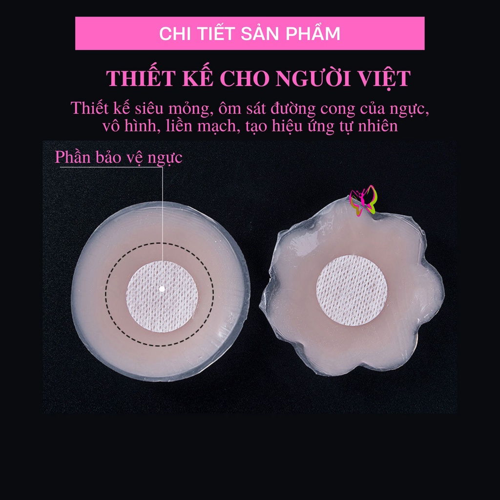 10 Miếng dán ngực, dán ti silicon dùng nhiều lần, nhỏ gọn, tiện lợi, thay áo ngực  Anna Shop
