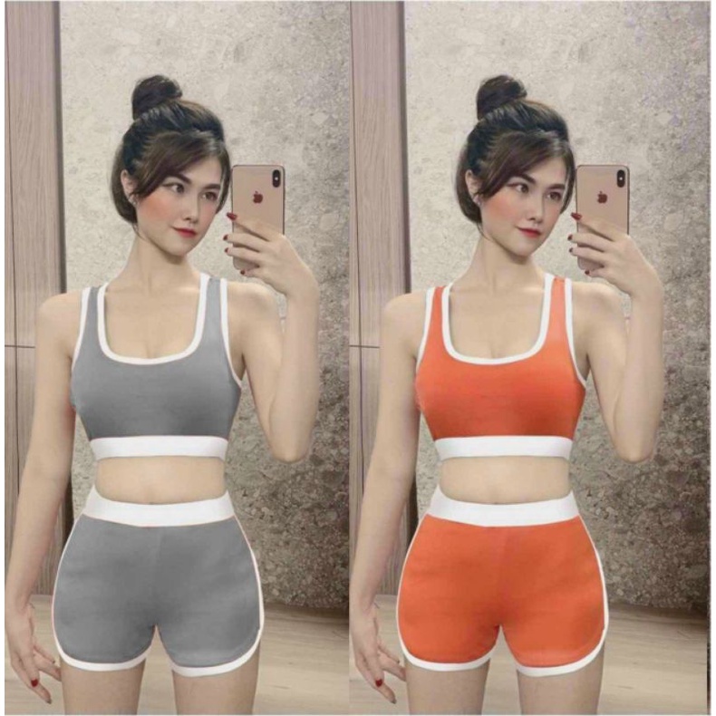 🧘Set đồ thể thao nữ Áo Bra - Quần Short,Bộ đùi viền Tập Gym, yoga Chất thun lạnh,Co Giãn 4 Chiều Thoải Mái Vận Động