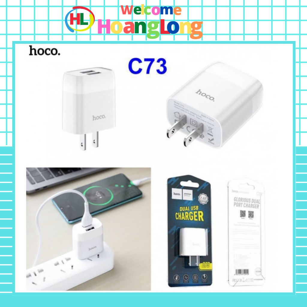 [Mã ELORDER5 giảm 10K đơn 20K] (HÀNG CHÍNH HÃNG) Bộ sạc nhanh Hoco C72 chính hãng - Phụ Kiện Hoàng Long