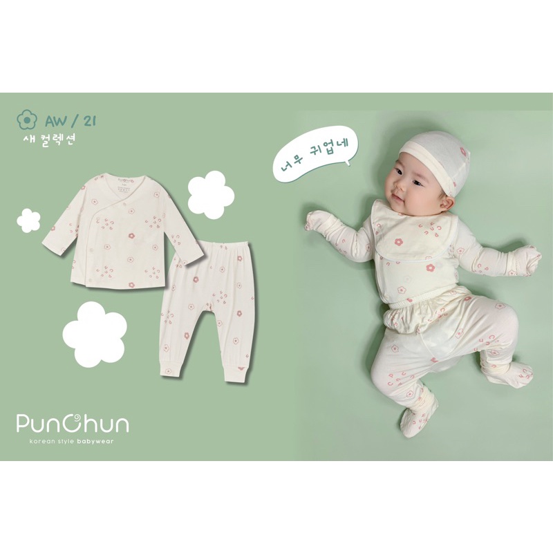 Punchun Bộ dài cài punchun bé 0- 9 tháng trai gái