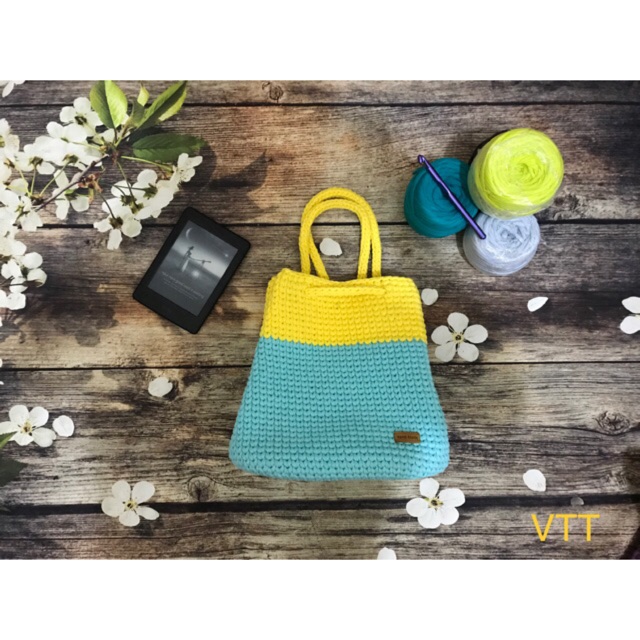 Túi xách / balo nữ handmade móc bằng sợi vải cực đẹp vintage mẫu 01 (hình chụp từ sản phẩm thật)