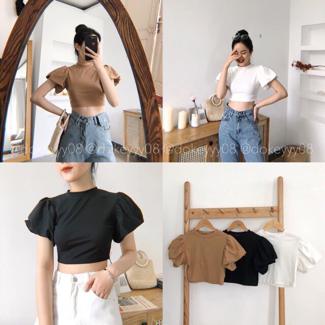 Áo tay phồng croptop