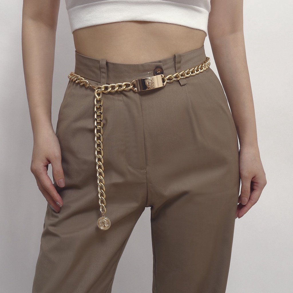 Chain xích thắt lưng quần Tây thắt eo váy linh hoạt màu vàng sang chảnh
