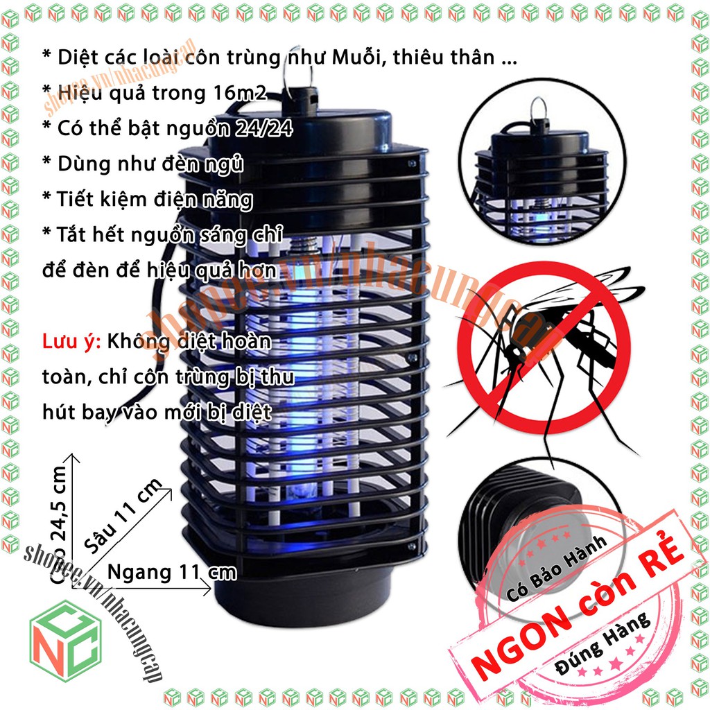 Đèn Diệt Côn Trùng Ruồi Muỗi Giá Rẻ Dành Cho Gia Đình - Tiết Kiệm Điện Năng - NDHS-94-DDCT (Màu đen)