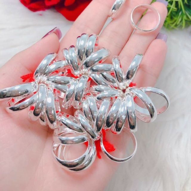 Nhẫn trơn bạc ta nguyên chất loại to dày 5 li dùng để đeo hoặc đánh cảm rất tốt