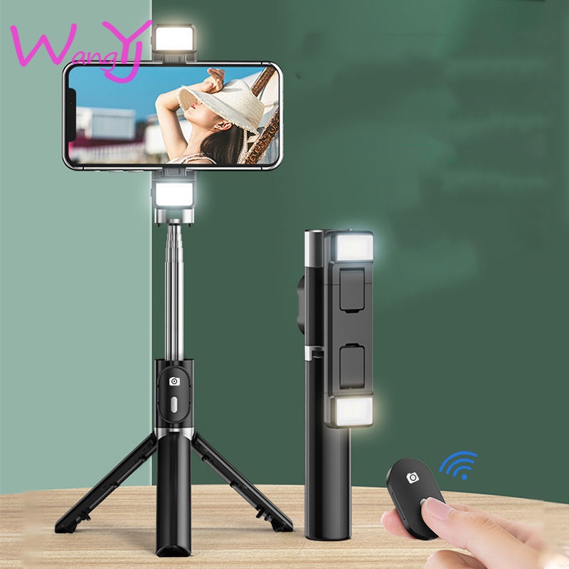 Gậy chụp ảnh tự sướng kiêm giá đỡ điện thoại tripod 2 trong 1 có đèn trợ sáng bluetooth đa năng
