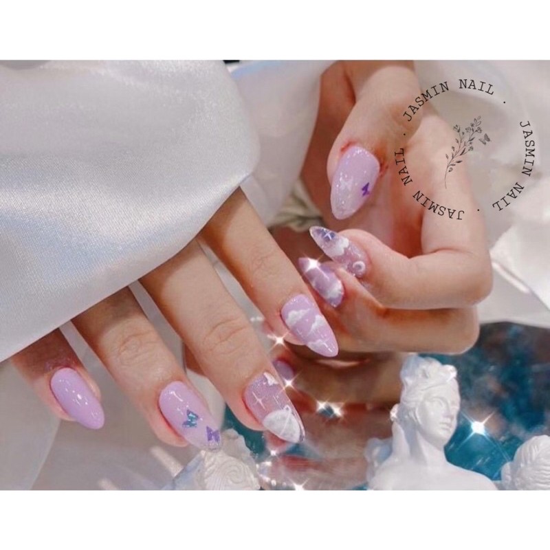 NAILBOX móng thiết kế mẫu mây bướm tím pastel hot trend