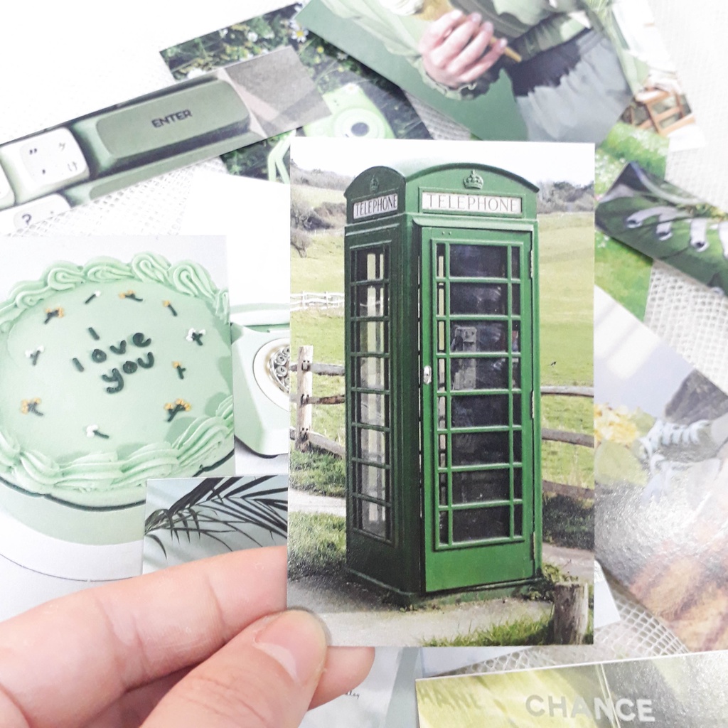 Bìa, postcard, decor thiệp, bưu thiếp decor ,làm tranh treo tường trang trí Tone Xanh lá start22_shop