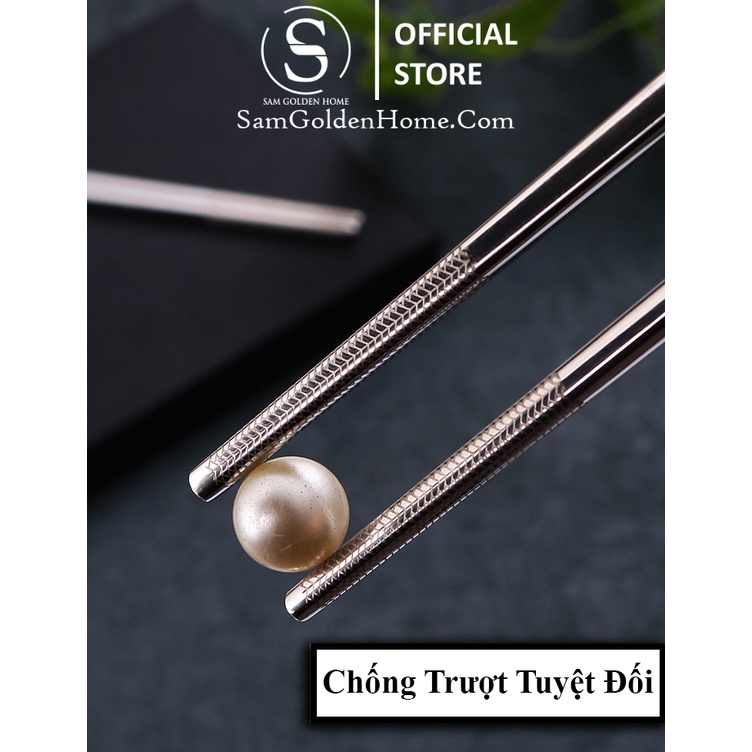 Đũa Inox 304 Nhật Bản chống trơn trượt cao cấp mạ vàng mạ bạc mạ vàng hồng sang trọng dùng trong gia đình