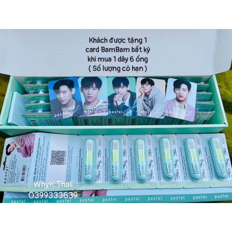[Tặng Card BamBam] 1 dây 6 ống hít Ống hít mũi BamBam Pastel Inhaler phiên bản giới hạn mùi dầu thảo dược cực thơm