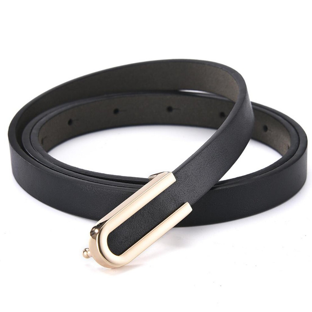 Thắt lưng mỏng thời trang khóa hình chữ U màu vàng mặc đầm & váy cho nữ