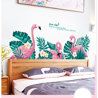 Decal Hàn Quốc dán tường decor quán trà sữa, quán cà phê, spa,tiệm nails, nhà ở,văn phòng- 3 Hạc núp cây dễ thương