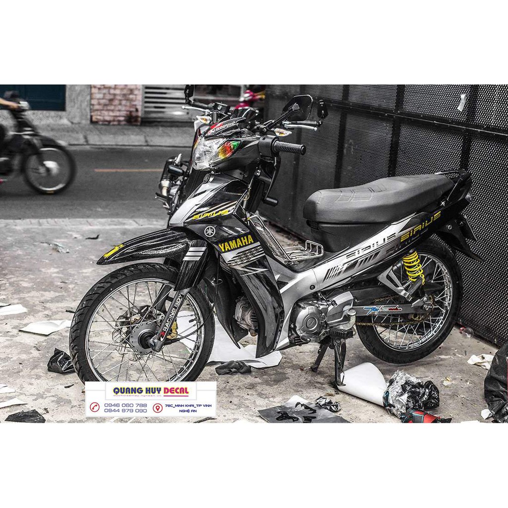 Tem trùm Sirius ♦FREESHIP♦ đen xám rc, độ team decal xe máy si spark rẻ đẹp