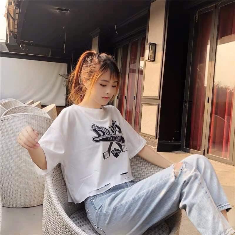 ÁO KIỂU CROPTOP RÁCH SIÊU CUTE