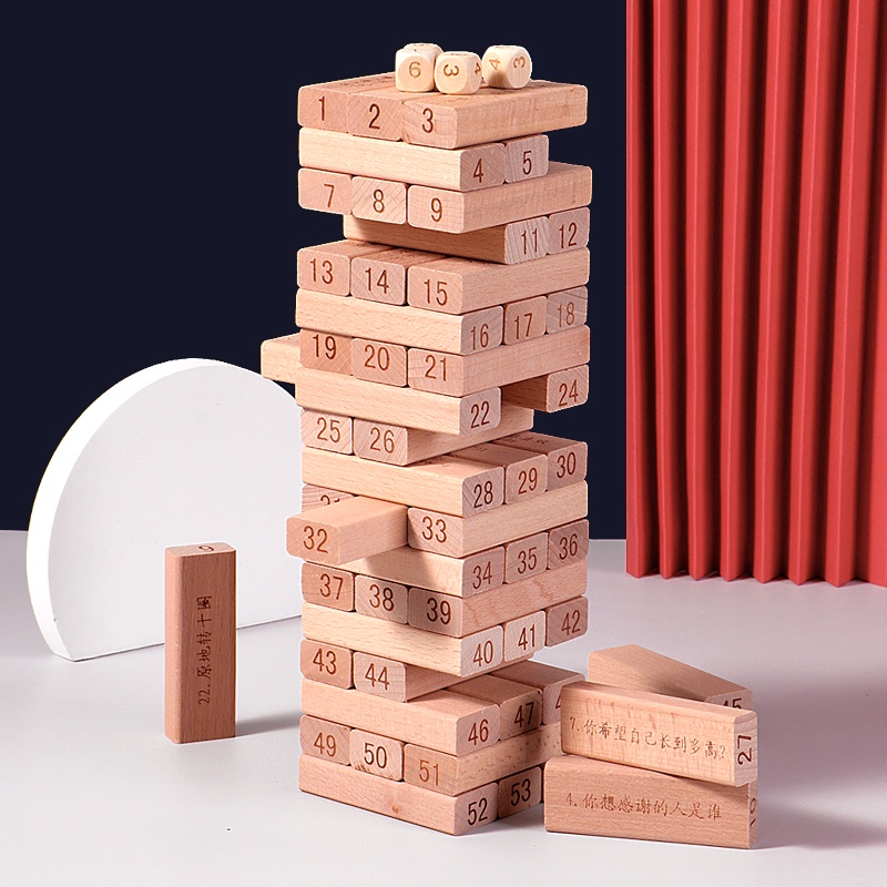 Đồ chơi rút gỗ thông minh 54 thanh xếp hình Domino xả stress giáo dục sớm cho bé