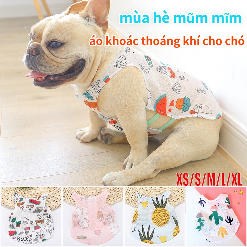 Áo in hình đáng yêu dành cho thú cưng mùa hè Quần áo mỏng thoáng Chó mặt xệ