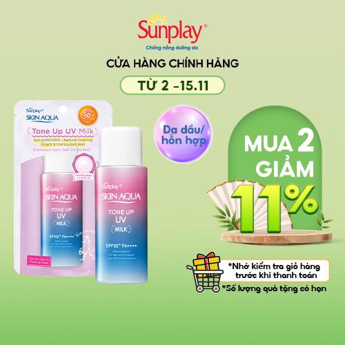 Sữa chống nắng hiệu chỉnh sắc da Sunplay Skin Aqua Tone Up UV Milk - Lavender SPF50+ PA++++ 50g