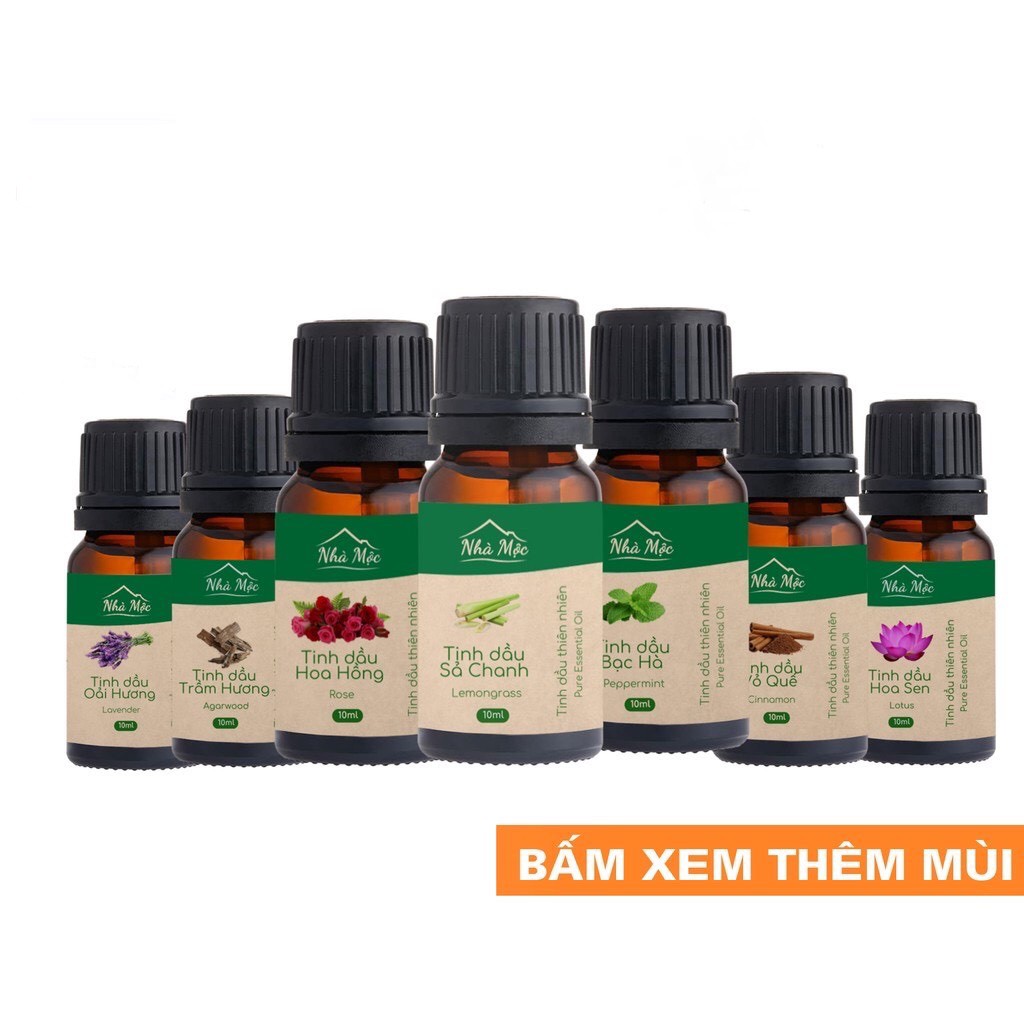 Tinh dầu Mộc nguyên chất các mùi, tinh dầu Sả Chanh, Bạc Hà nguyên chất chai 10ml, 50ml và chai tinh dầu treo xe