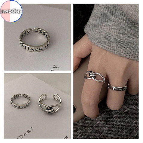 Set 2 nhẫn đeo tay kim loại thời trang cho nữ