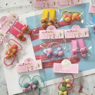 SET 2 CỘT TÓC+2 KẸP BẤM TÓC CHO BÉ GÁI NHÁM