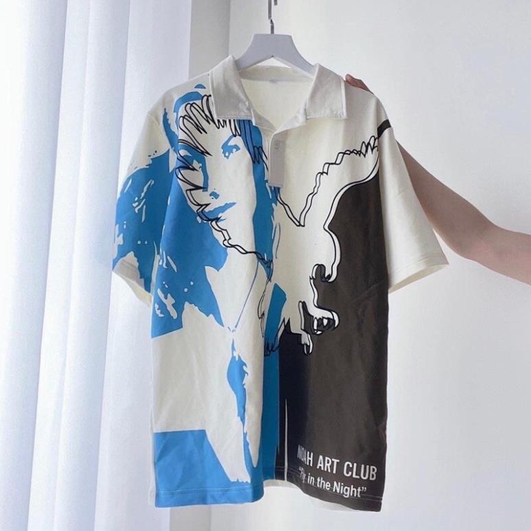 Áo Polo Form Rộng Màu Trắng NOAH ART, Phông In Hình Unisex