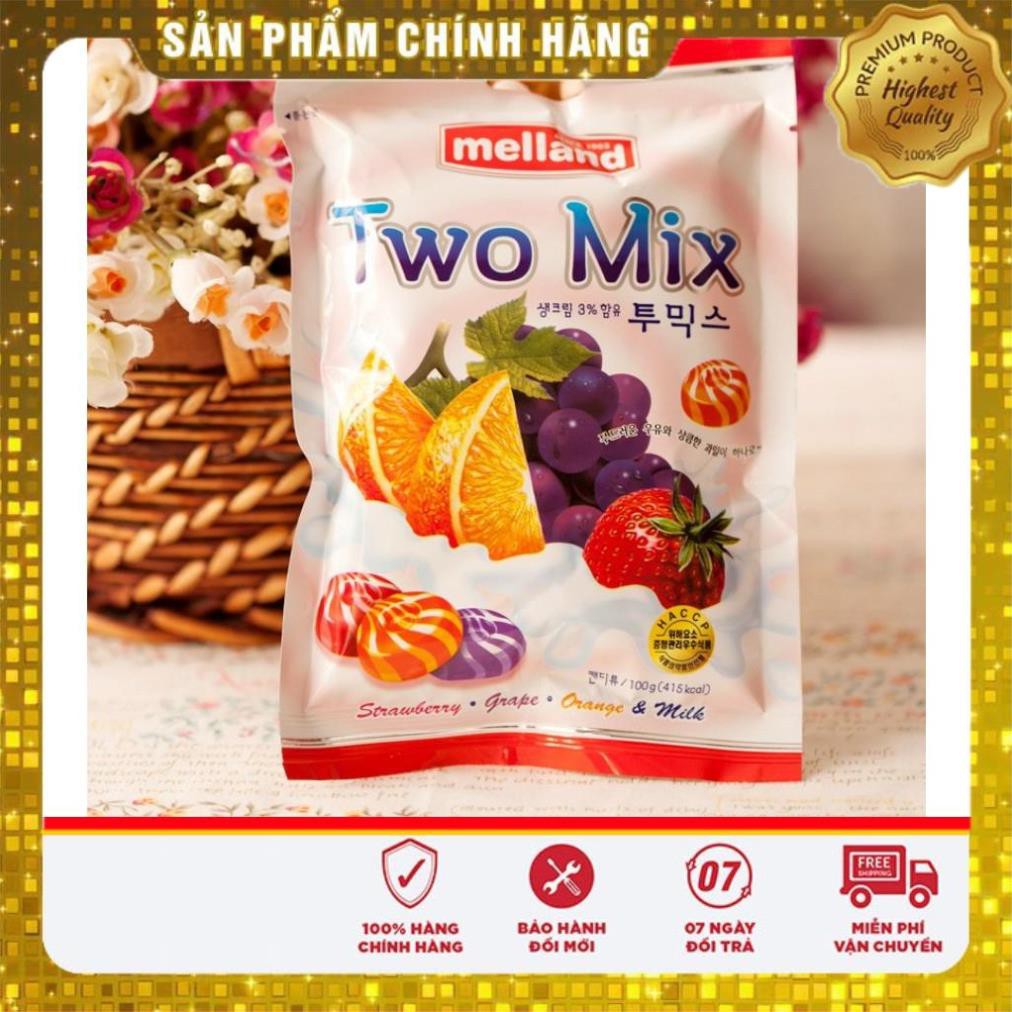 💥 ⚡ SẢN PHẨM CHÍNH HÃNG 💥 ⚡   SẢN PHẨM CHÍNH HÃNG   KẸO MELLAND TWO MIX VỊ HOA QUẢ GÓI 100G