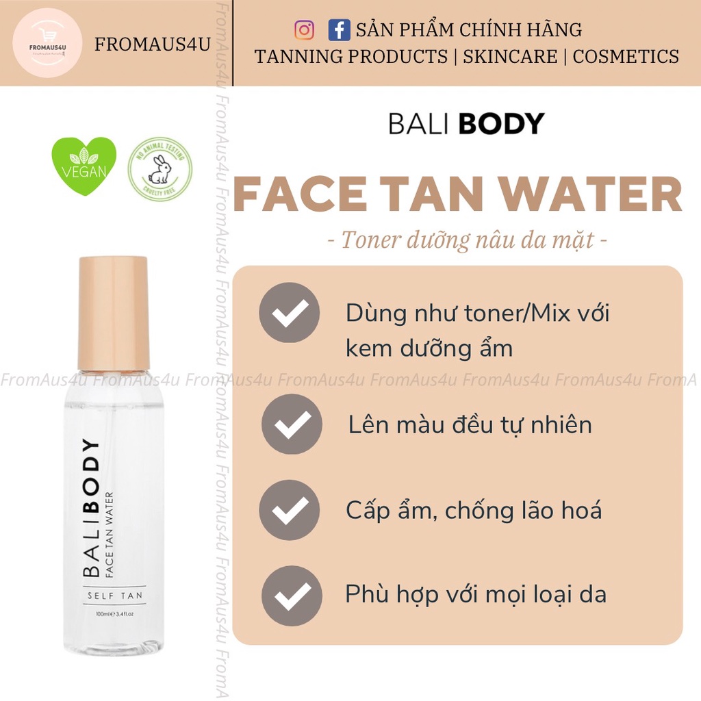 Toner tan nâu da - Balibody Face Tan Water