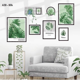 Decal dán tuong Khung lá xanh hàn quốc