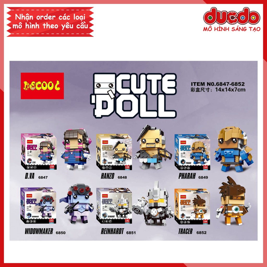 DECOOL 6847-6852 Bộ 6 Brick Headz nhân vật trong Overwatch - Đồ chơi Lắp ghép Minifigures Mô hình Mini BrickHeadz