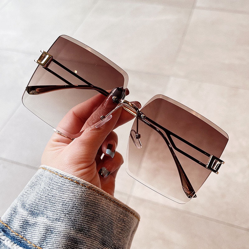 Kính Mát Thời Trang Hàn Quốc Oversized Không Gọng Kim Loại