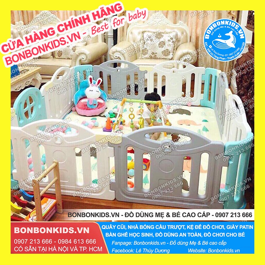 Quây cũi nhựa cho bé Hàn Quốc Newber Kitty bo góc (1m8x2m) - Quây bóng cao cấp