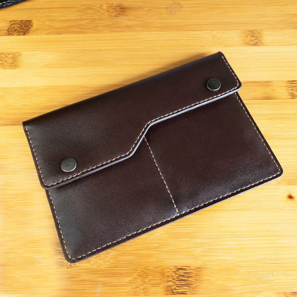 Túi đựng giấy tờ đăng kiểm xe ô tô - đồ da handmade - màu nâu - da bò nhập khẩu MC389