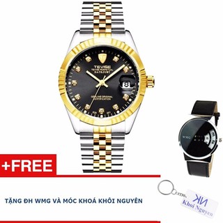 Đồng hồ nam Tevise 83KCN93B cơ dây thép không gỉ (Vàng đen)+ Tặng đồng hồ WMG và móc khoá